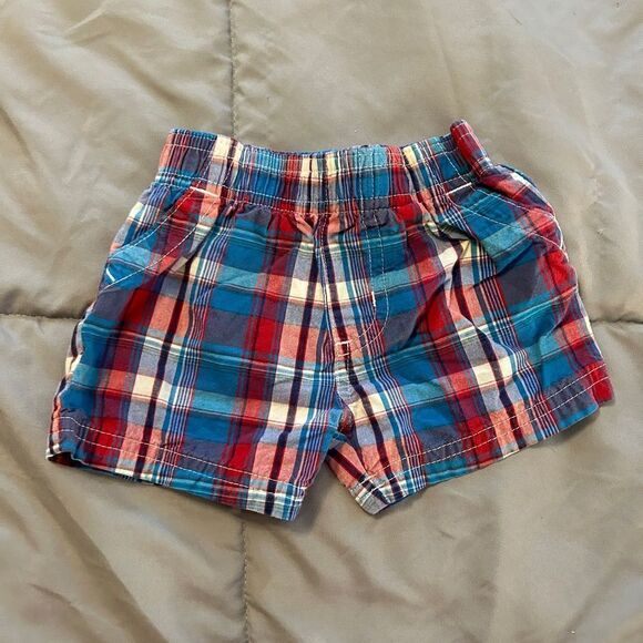 0-3m boys patriotic plaid shorts - Picture 1 of 2